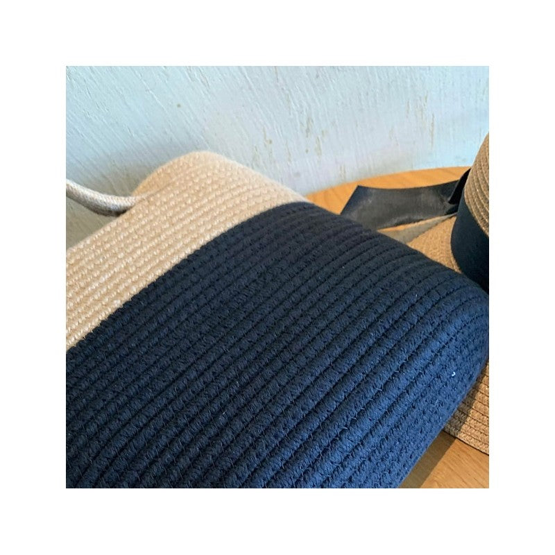 Color Block Straw Woven Handbag