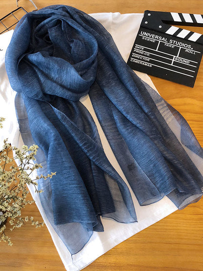 Silk Solid Vintage See-Through Fashion Scarf