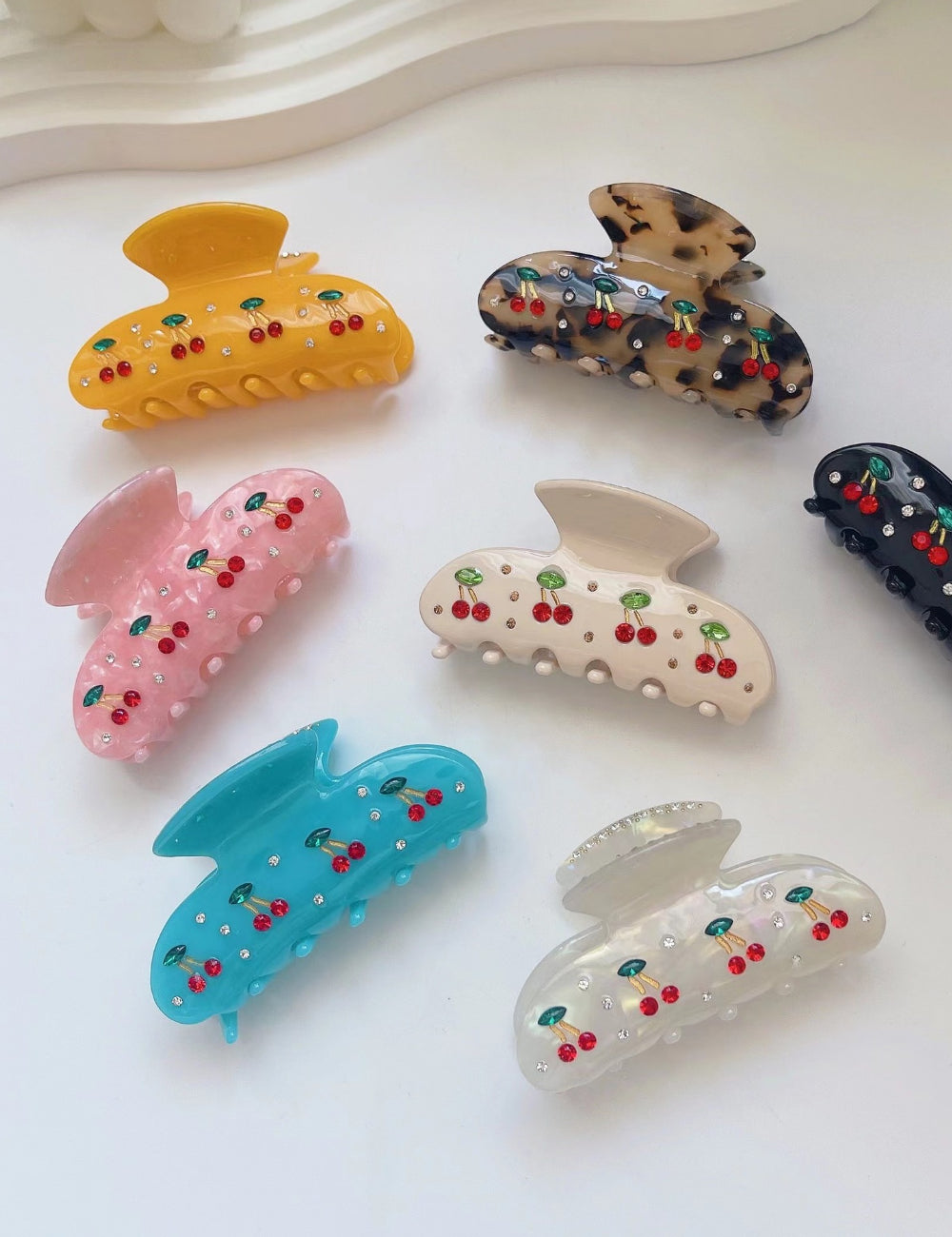 2+Cute Cherry Rhinestone Hair laws