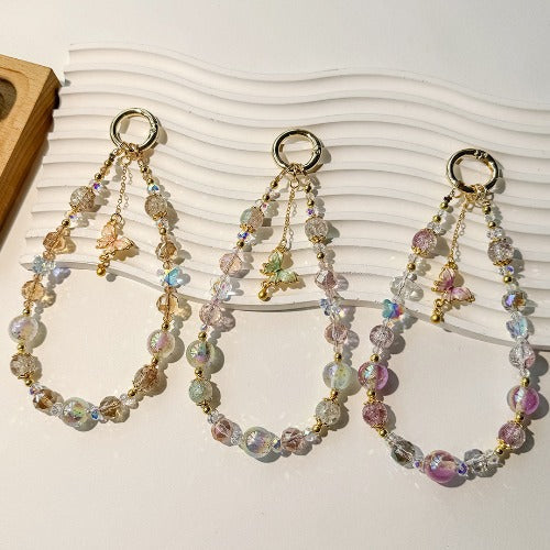 Chic Butterfly Crystal Beaded Charms Keychain