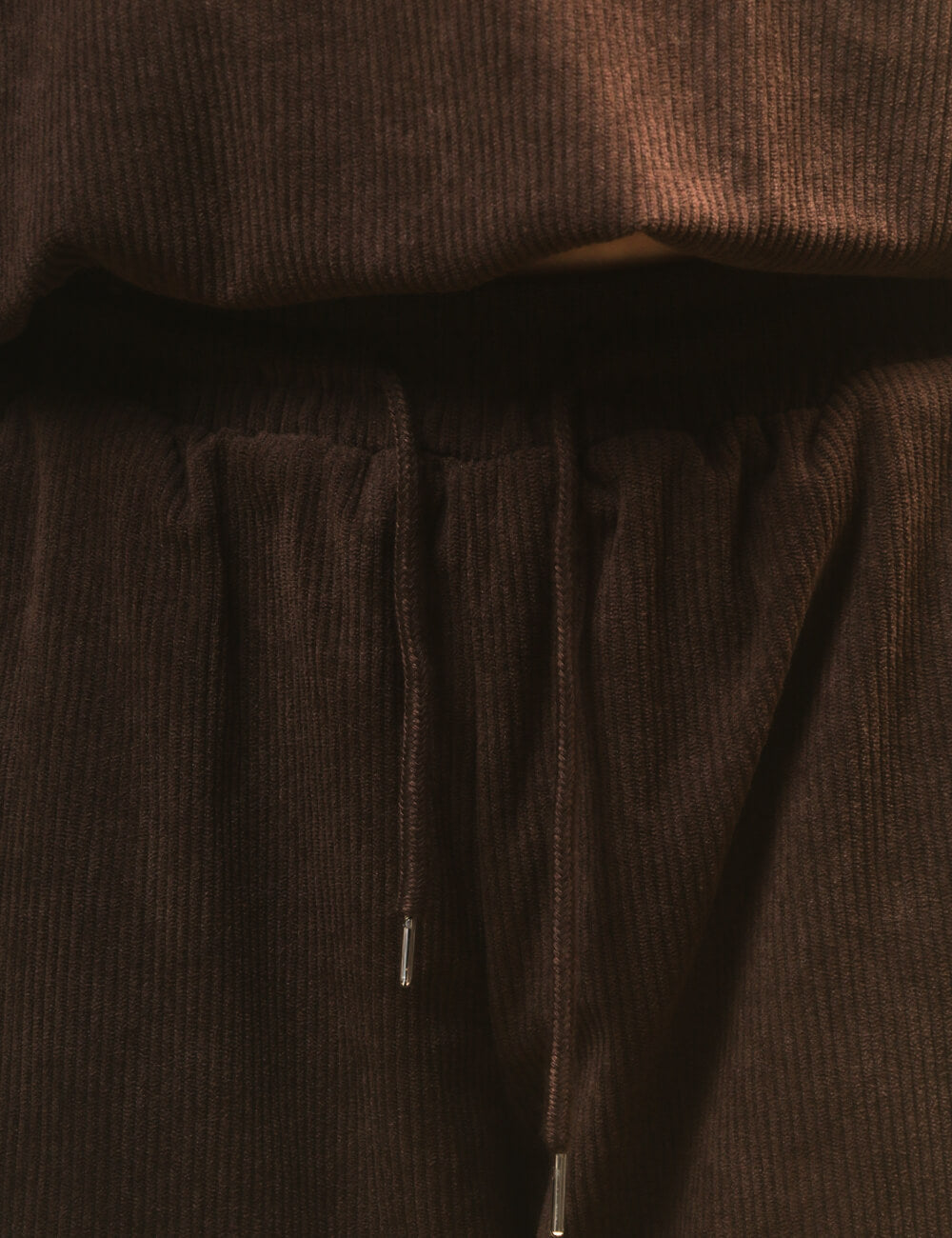 Solid Color Corduroy Casual Pullover Set