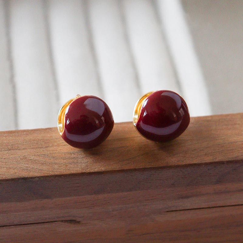 Luxury Round Drip Glaze Stud Earrings