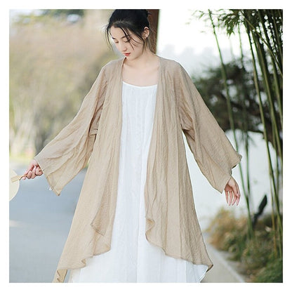 Solid Color Chiffon Long Sleeve Cardigan