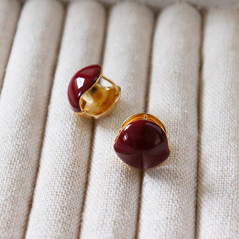 Luxury Round Drip Glaze Stud Earrings