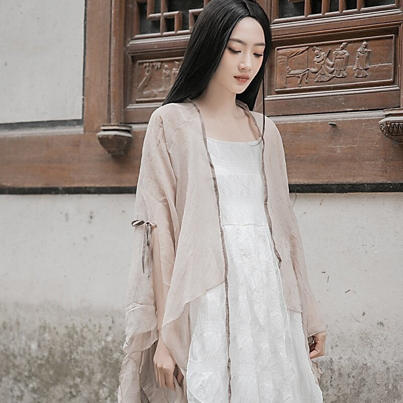 Irregular Plain Color Wrap Front Tie Cardigan