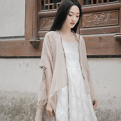 Irregular Plain Color Wrap Front Tie Cardigan