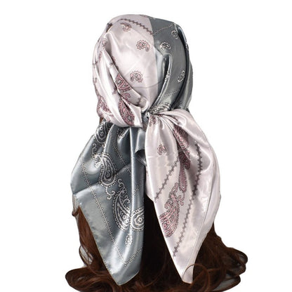 Paisley Print Satin Square Hair Scarf
