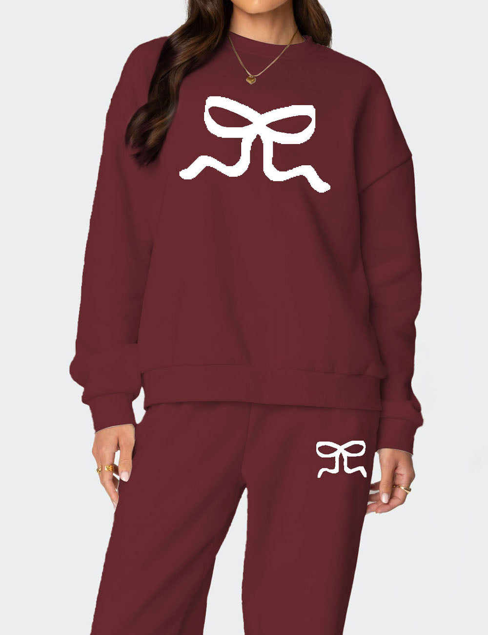 Casual Long Sleeve Thickened Sweatshirt Pants Set