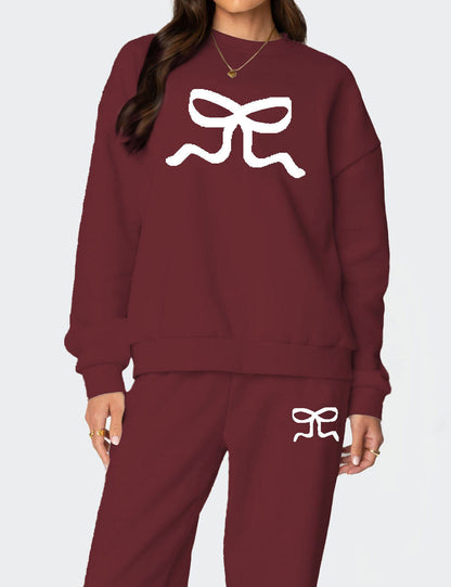 Casual Long Sleeve Thickened Sweatshirt Pants Set