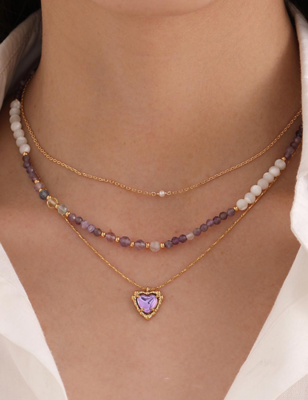 Trendy Zircon Heart Pendant Gold Plated Necklace