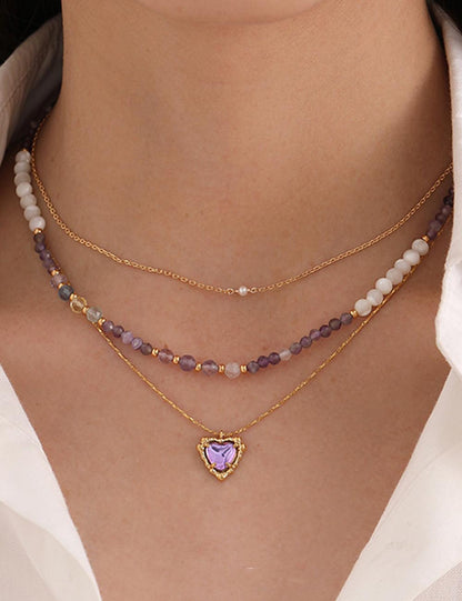 Trendy Zircon Heart Pendant Gold Plated Necklace