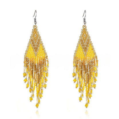 Colorful Tassel Elegant Beads Long Earrings