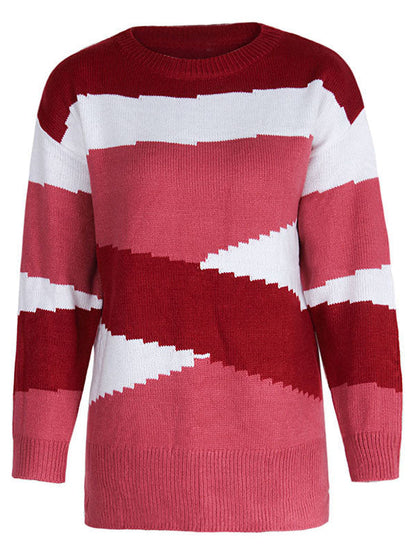 Irregularity Striped Long Sleeves Sweater Tops