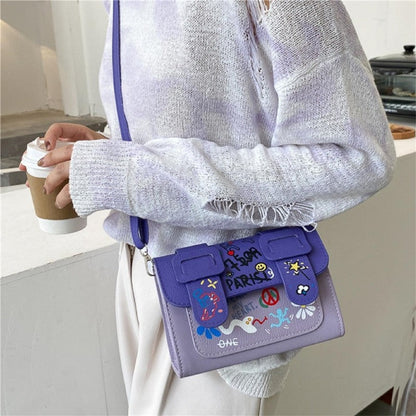 Multicolored Print Wear-Resisting Classic Paneled Bag