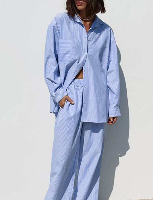 Trendy Striped Tops and Pants Sets