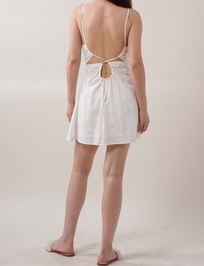 Sexy Embroidery Buttons Spaghetti Mini Dresses