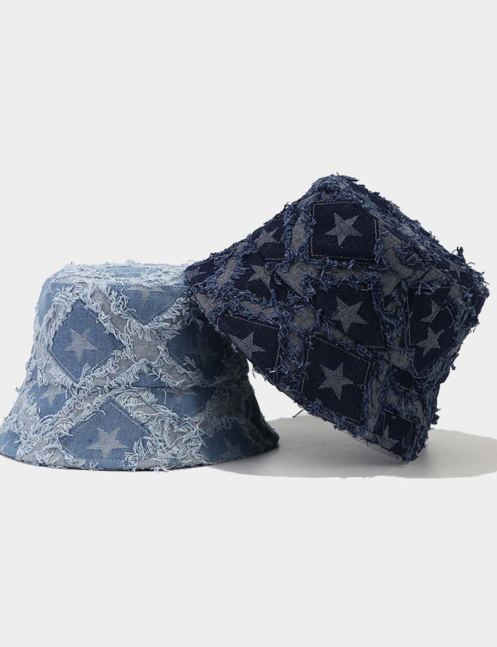 Star Pttern Fringe Edge Foldable Bucket Hat