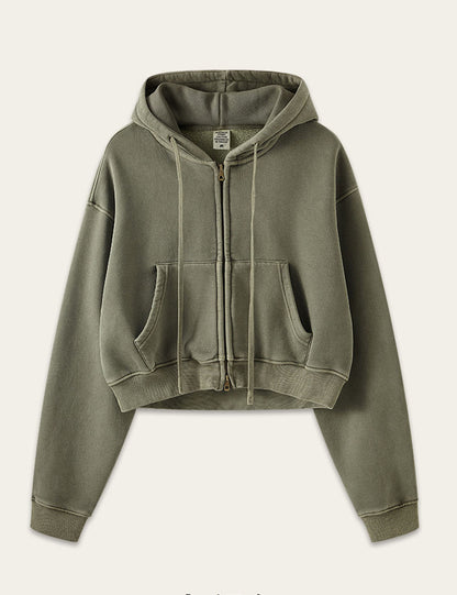 Trendy Long Sleeve Drawstring Cropped Cardigan