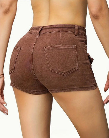 Hot High Waist Pockets Denim Shorts