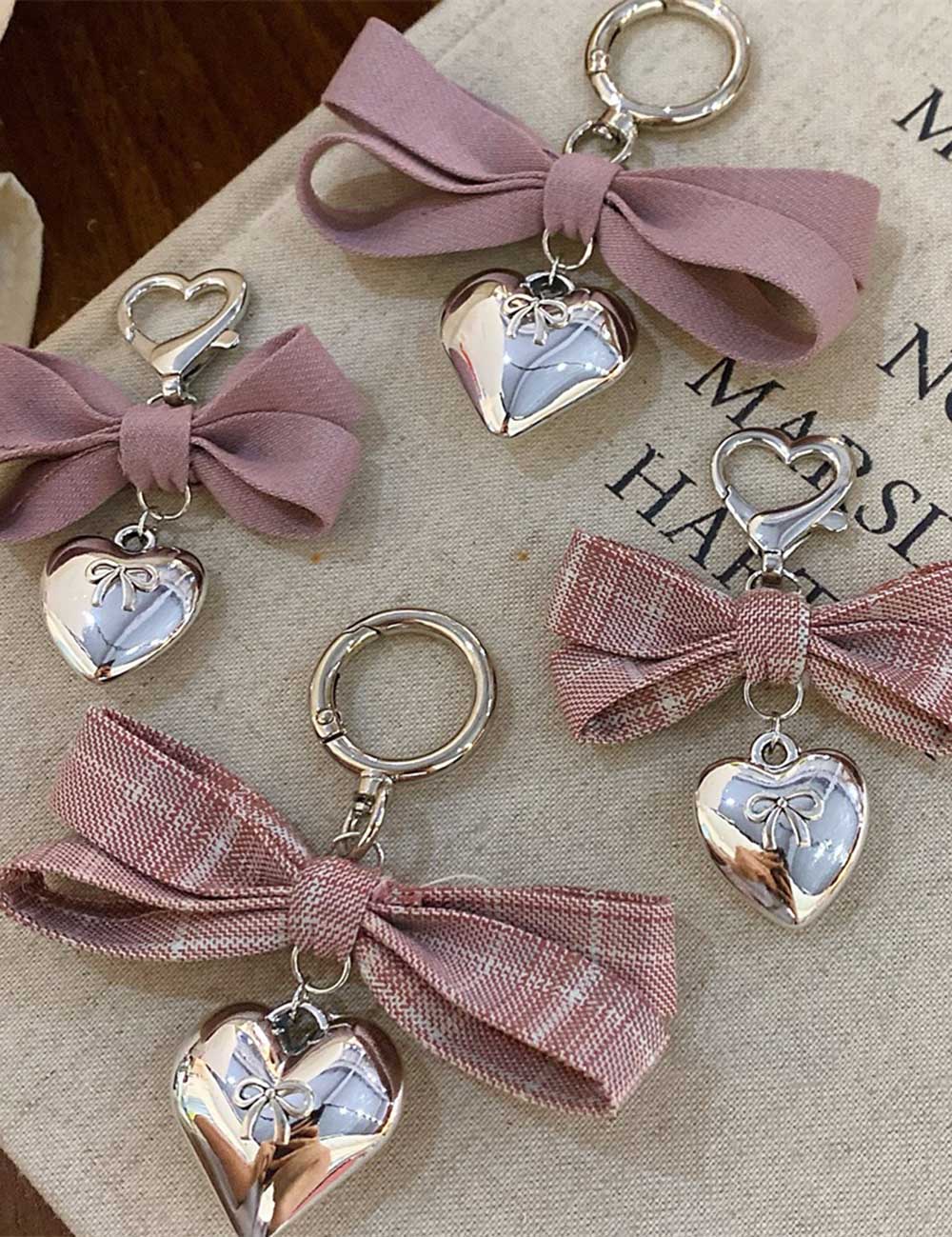 Plaid Bow Love Pendant Bag Charm