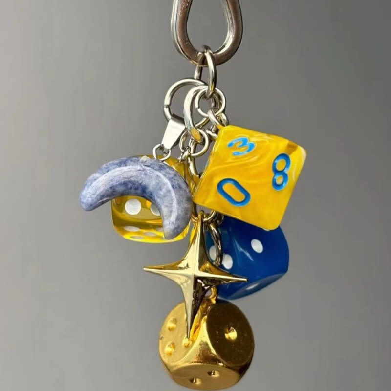Vintage Lucky Dice Keychain Bag Charm