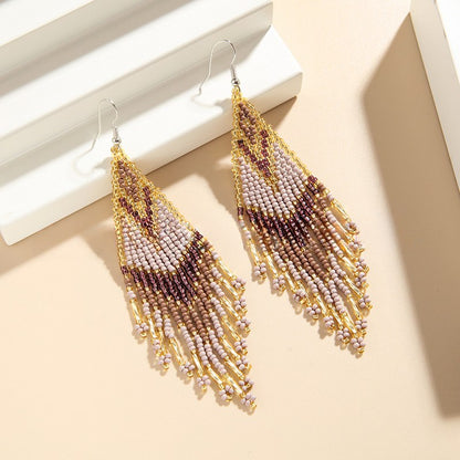 Colorful Tassel Elegant Beads Long Earrings