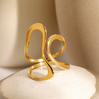 Irregular Line Cross Adjustable Layered Rings