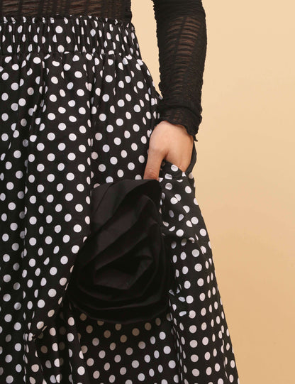 Irregular Hem Flower Decoration Midi Skirt