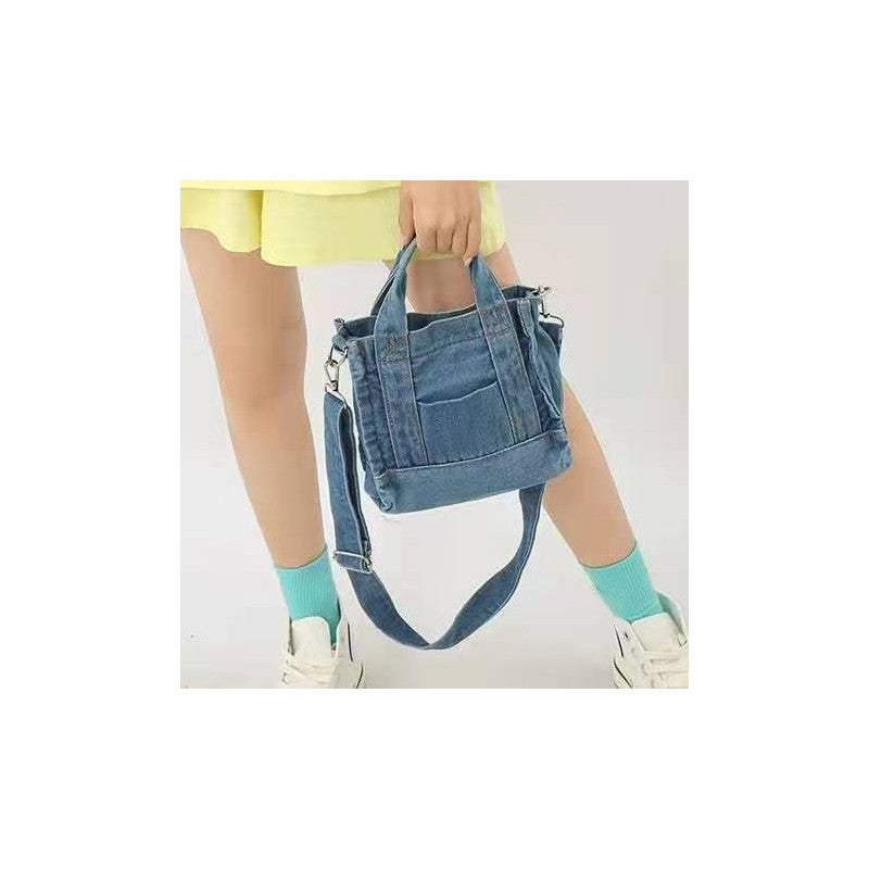 Detachable-Strap Denim Crossbody Bag