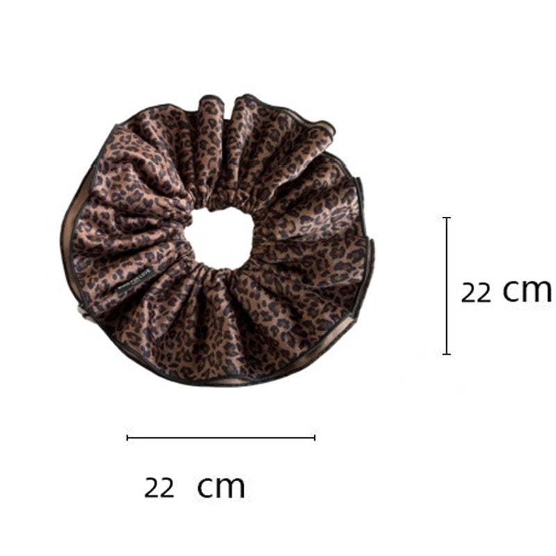 Oversized Double-Layer Leopard Print Hair Tie