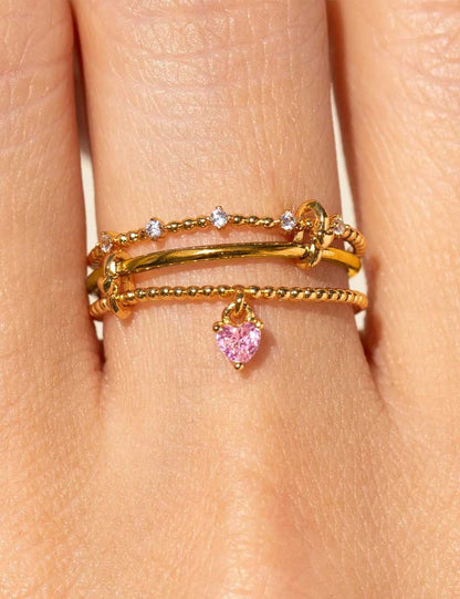 Multi-layer Heart Zircon Pendant Adjustable Ring
