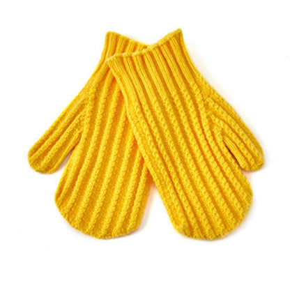 Cute Solid Color Ribbed Simple Knit Gloves