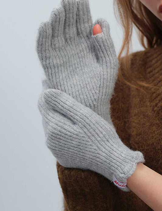 Soft Ribbed Solid Color Warm Knit Gloves