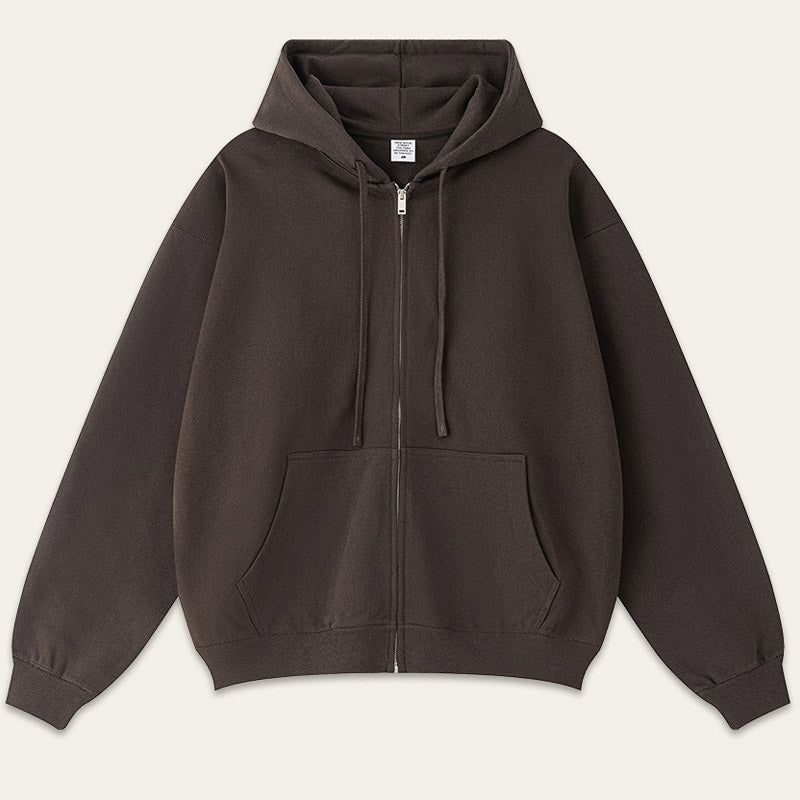 Casual Solid Color Oversize Zip-Up Hoodie
