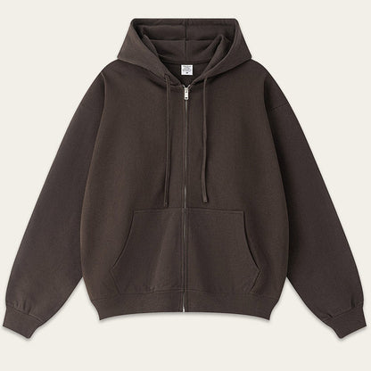 Casual Solid Color Oversize Zip-Up Hoodie