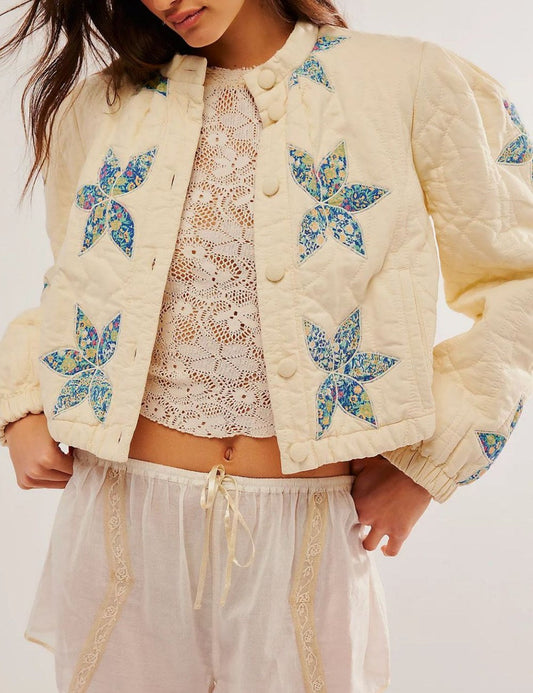 Leaf Pattern Casual Short Padded Jacket