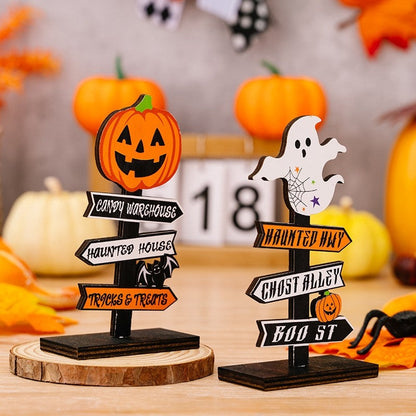 Halloween Pumpkin Letter Ghost Wooden Decoration