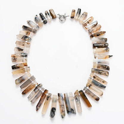 Natural Stone Irregular Raw Agate Slice Necklace