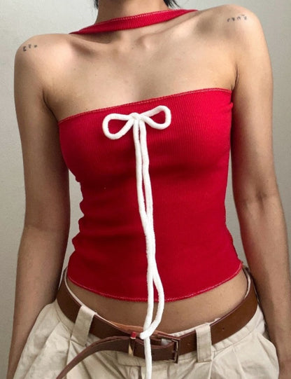 Bow String Halter Strapless Sexy Top