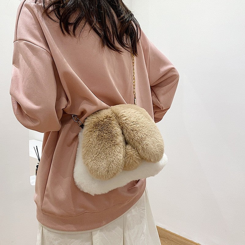 Cute Cartoon Rabbit Plush One-Shoulder Diagonal Bag