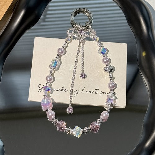 Elegant Crystal Beaded Tassel Bow Bag Charm