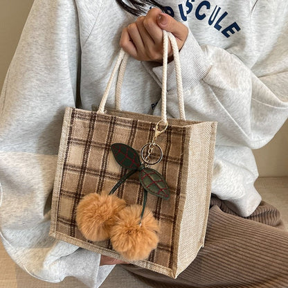 Large Capacity  Handbag With Pendant