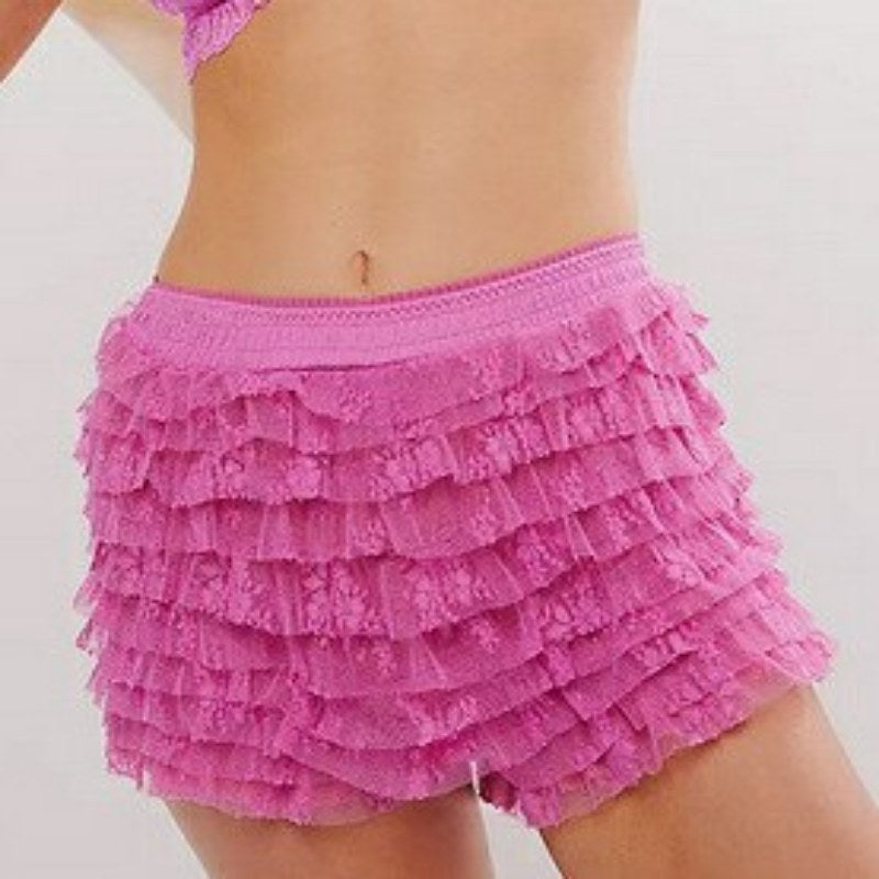 Ruffle Solid Color Low Waist Shorts