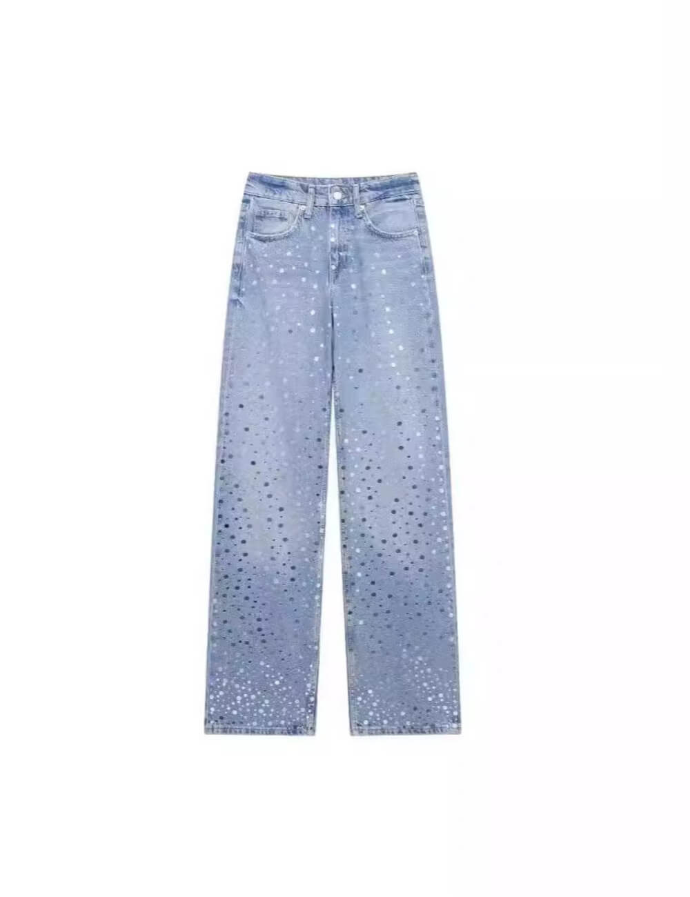 Versatile Sequin Wide Leg Denim Pants