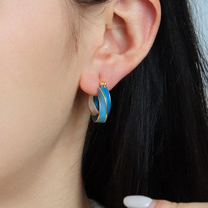 Vintage Twist Oil Drip Hoop Earrings