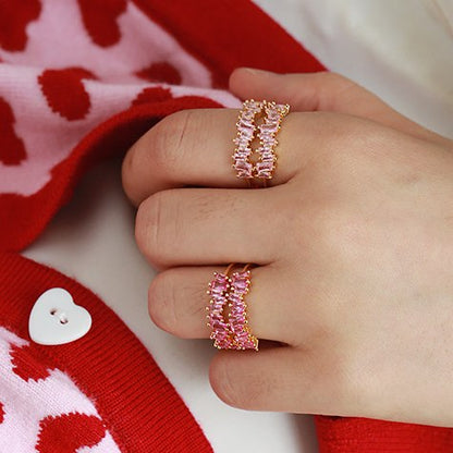 Colorful Zircon Layered Adjustable Ring