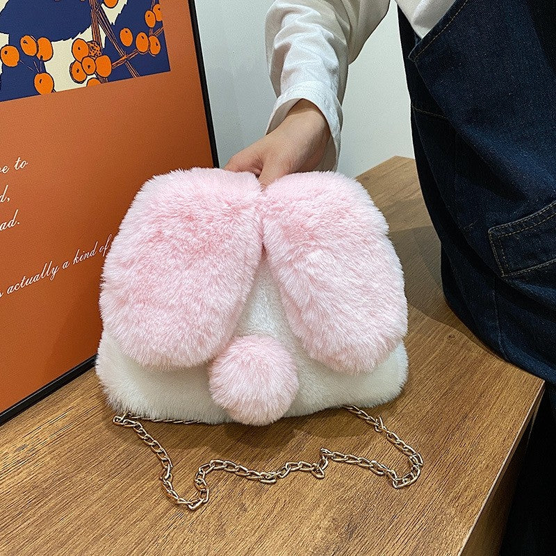 Cute Cartoon Rabbit Plush One-Shoulder Diagonal Bag