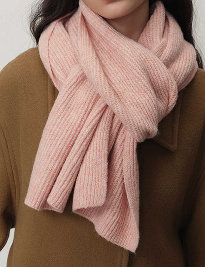 Simple Solid Color Knitted Wool Warm Scarf