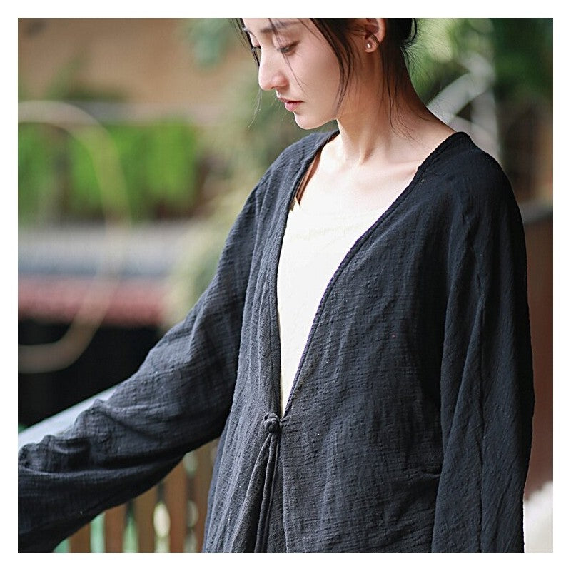 Solid Color Cardigan With Fringe Trim