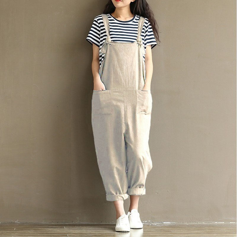 Pocket Solid Harem Pants Baggy Jumpsuit